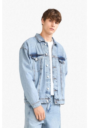 Defacto Oversize Geniş Kalıp Düğmeli Denim Ceket F4737ax25aunm39 Mavi Defacto Oversize Geniş Kalıp Düğmeli Denim Ceket F4737ax25aunm39 Mavi