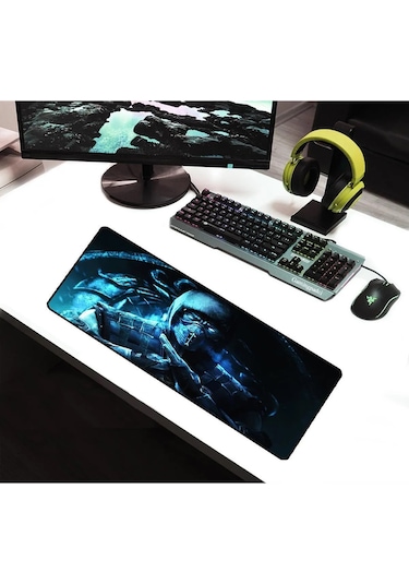Alkese 70x30 Cm Subzero Desenli Dikişli Kaydırmaz Tabanlı Oyuncu Mouse Pad