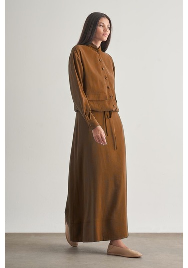 Taba Mizalle Modal Karışımlı Camel Maksi Evaze Etek CAMEL