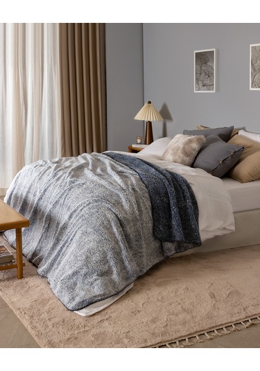 Madame Coco Nord Sherpa Tek Kişilik Battaniye - İndigo Indigo