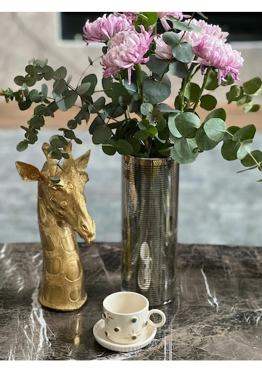 Kabartma Altın Nazar Boncuklu Fincan