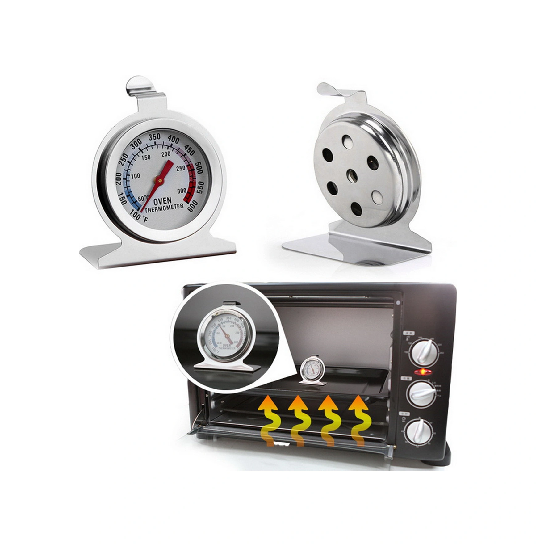 Youmex Stainless Steel Fırın Termometresi, 50-300 C/100-600 F Aralığında, Çift Ölçekli, Tek Adet