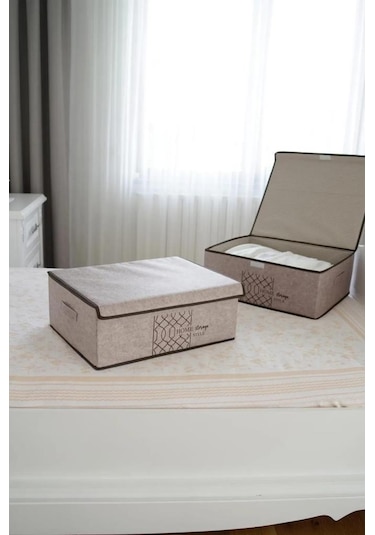 Flosoft Keçe Kapaklı Baza Hurcu, Çok Amaçlı Düzenleyici Organizer Kapaklı Kutu 50x40x19 Cm 001