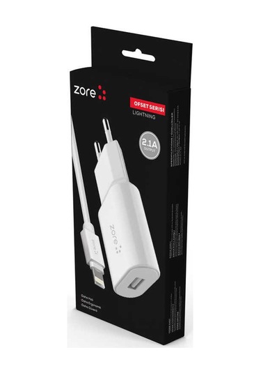 Mobilefix Ofset Serisi Zcs-02 Lightning 2 İn 1 Ev Şarj Seti 2.1a - Beyaz Beyaz