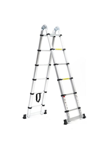 Cardilife 190cm+190cm 6+6 Basamaklı A Tipi Açılır Teleskopik Alüminyum Merdiven 6+6
