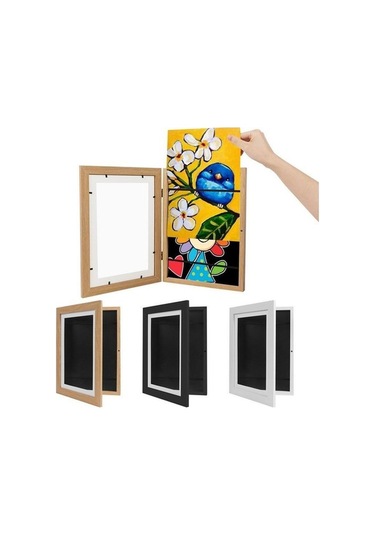 Novahub Bej 3-1 Adet Manyetik Çocuk Sanat Çerçevesi, Değiştirilebilir Fotoğraf Depolama, Çocuklar İçin Sanat Sergisi Ekran, Ev Ve Ofis Dekorasyonu