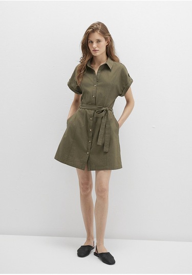 Mavi - Haki Gömlek Elbise 1310723-71549 Yeşil
