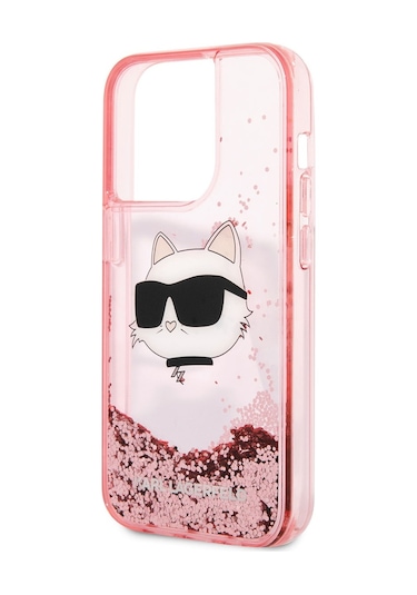 Apple Uyumlu iPhone 14 Pro Max  Kılıf Sıvılı Simli Choupette Head Dizayn Kapak