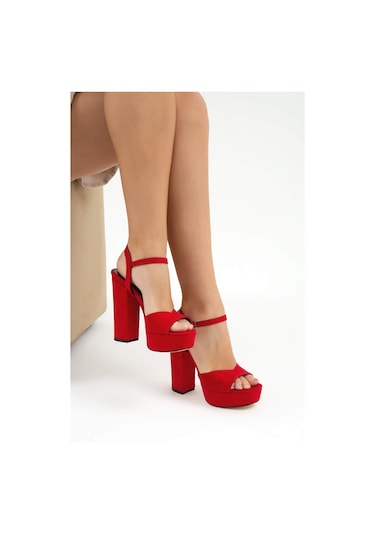 Tamer Tanca Kadın Vegan Kırmızı Abiye Ayakkabı 539 1980 Bn Ayk Y21 Kırmızı Suet