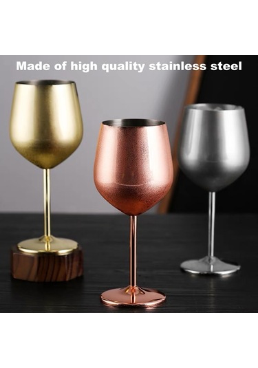 Kosona Altın Renkli Paslanmaz Çelik Şampanya Bardağı - Kreatif Metal Kadeh, Bar Ve Restoran Kullanıma Uygun, 500 Ml Altın