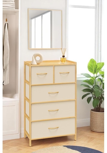Digithome Bambu 5 Çekmeceli Dolap Organizer Çok Amaçlı Düzenleyici Şifonyer Db-0013