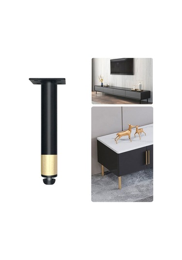 Ayar Pedli Metal Mobilya Destek Ayakları, Yükseklik: 13.5cm Siyah Altın Siyah Altın