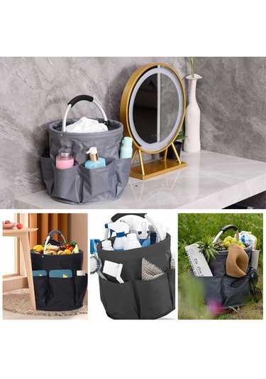 Wezone 6 Cepli Dayanıklı Bahçe Çantası, Katlanabilir Taşınabilir Su Geçirmez Alışveriş Sepeti, 17l Kapasiteli Siyah