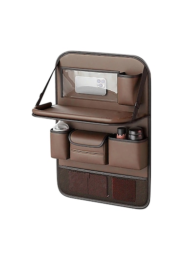 Cbtx Çok Fonksiyonlu Araba Arka Koltuk Organizatörü Katlanabilir Masalı Su Geçirmez Saklama Çantası Asma - Kahverengi