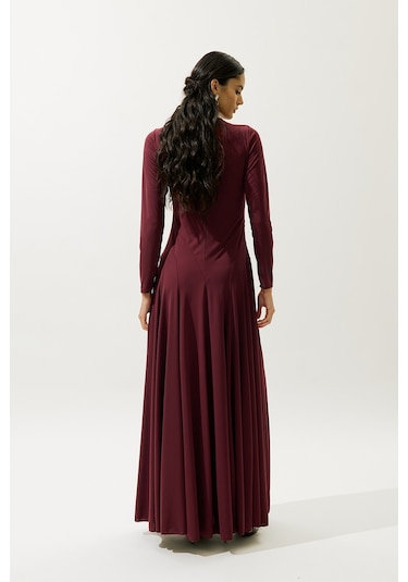 Asıa Abiye Elbise Bordo Bordo