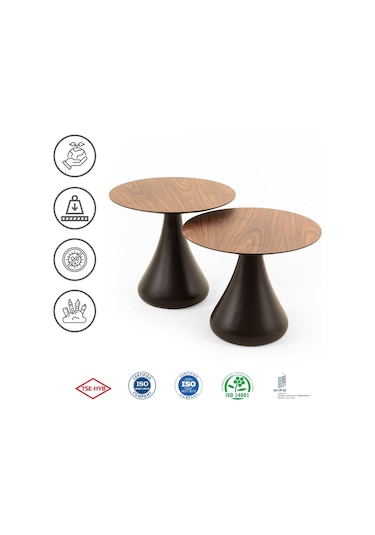 Mushroom Set Sehpa Mantar Sehpa Ceviz Rehome