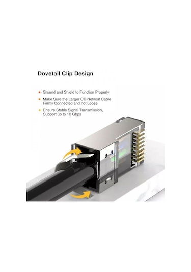 Speeduf Cat7 Metal Konnektör Rj45 Cat7 Jack + Kablo Ayraç 20li Paket