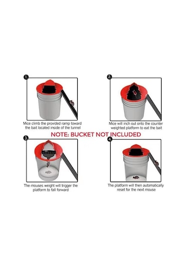 Createtech Homyl Plastik Fare Kapanı Kova Kapağı Sıçan Tuzağı Kırmızı Renk
