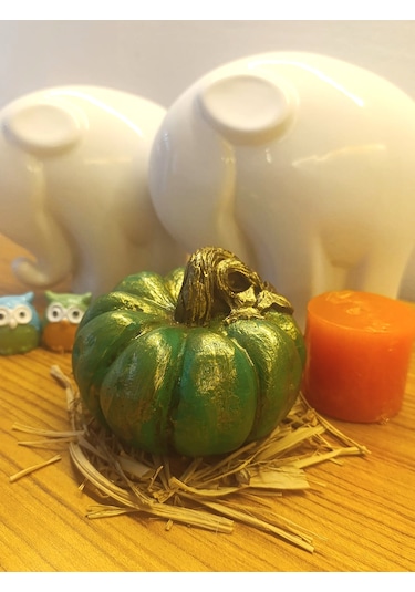 Büyük Boy El Boyaması Yeşil Kabak Biblo-dekoratif Ev Ürünü-rustik Hasat Kabak Figürü Yeşil