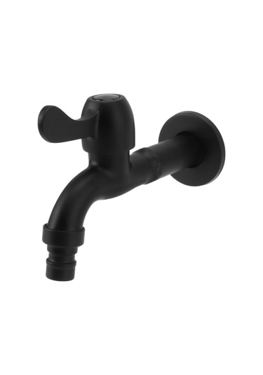 Hangfox Siyah Vintage 304 Çelik 4'lü Monoblok Soğuk Su Musluğu - Uzun Tip, Hızlı Açma, Çamaşır Makinesi Ve Bahçe Uygulamaları