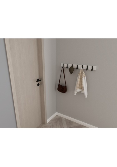 Hepsi3boyutlu Modern Duvar & Kapı Baston Askılık - 7 Adet Siyah J Askılık - Model No : 6 Siyah