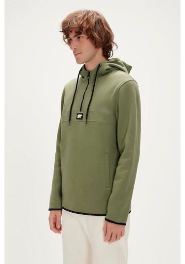 Bad Bear Defence Half-zıp Hoodıe Thyme Erkek Sweatshirt Haki S-xxl 001