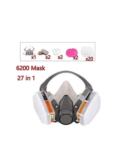 Willowhaven 6200 15in1 Yeniden Kullanılabilir 27 Parça Yarı Maske Solunum Maskesi Toz Duman Asbest Kimyasal Filtresi