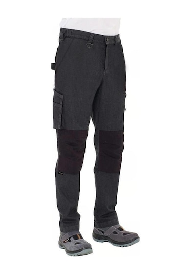 Şensel Kot İş Pantolonu Gri-Siyah -54E6537- Esnek Likralı Gri - Siyah