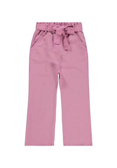Civil Girls Kuşaklı 6-9 Yaş Pantolon - Pembe Gülkurusu