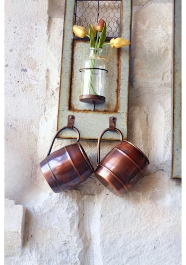 Bakır Bardak Fıçı Model Oksitli Renk