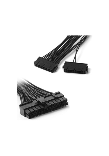 Geeroyoo 24pin Çift Güç Kaynağı Eş Zamanlı Başlatma Kablosu 30cm 2000w Siyah Senkron Bağlantı Kablosu