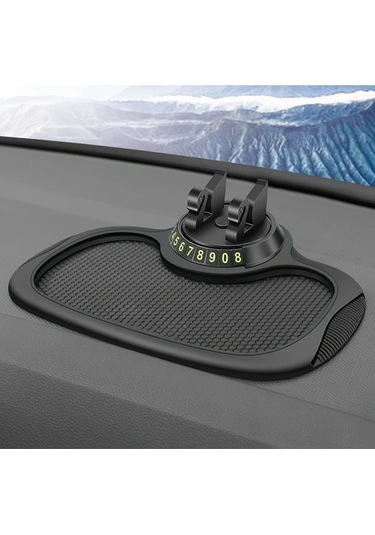 Boatshop1 Evrensel Pvc 360 Derece Dönen Kuğu Kolu Siyah Çok Fonksiyonlu Telefon Tutucu Anti Kayma Padi Otopark Plakası