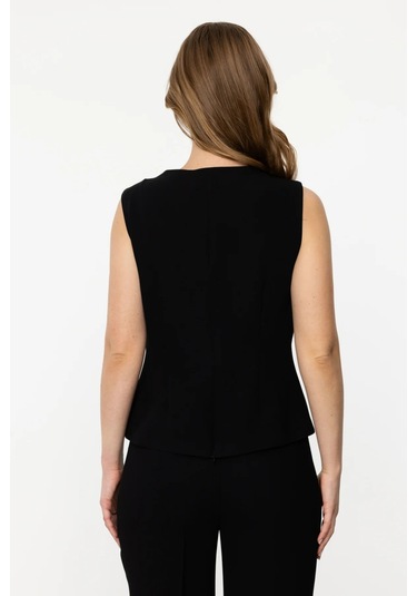 Ekol Kadın Önü Fırfırlı Bluz 1210 Siyah