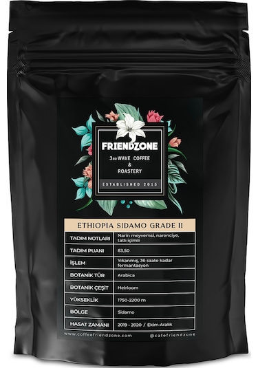 Friendzone Ethiopia Sidamo Grade 2 Espresso Çekirdek Kahve 250 G