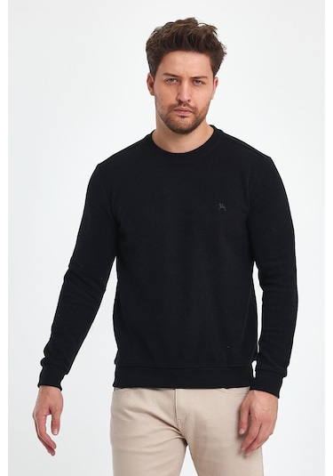 Explode - Erkek Siyah Bisiklet Yaka Kazak-siyah Siyah