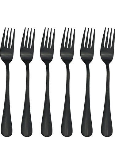 Agoodshop Siyah 6 Adet Paslanmaz Çelik Çatal Bıçak Kaşık Seti, Altın Yemek Kaşık Tk. 56645963 Siyah Siyah