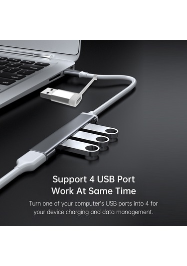 Geeksen 4 Portlu Usb 3.0 Type-c Hub - Macbook, Pc Ve Ps4 Uyumlu İnce Tasarım