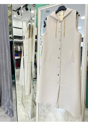 Nurgün Kapitone Yelek - Taş - 46 Taş