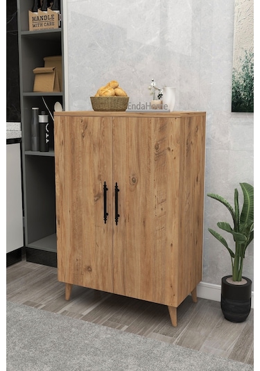 Pegasus 3 Raflı 2 Kapaklı Çok Amaçlı Dolap Mutfak Banyo Balkon Erzak Killer Dolabı - Çam