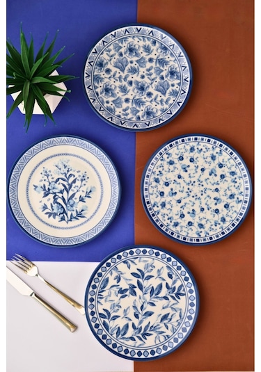 Tabak Evi Porselen Blue Heaven Pasta Takımı 20cm 4 Kişilik 4 Parça Tvl4ptprs1194 Çok Renkli