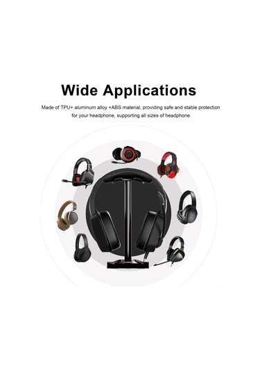 Xiyyadms Gp200 Kulaklık Tutucu, Alüminyum+tpu+abs Malzeme, Çözülebilir, Kaymazsız Taban, Masaüstünü Düzenler, Tüm Boyutlardaki Kulaklıklara Uygun, Siyah