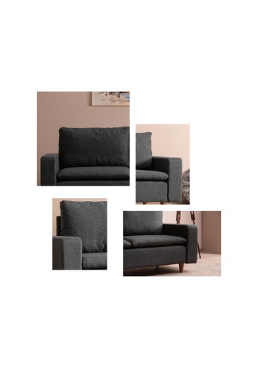 Lungo Modüler Koltuk Takımı Keten Koyu Gri Koyu Gri