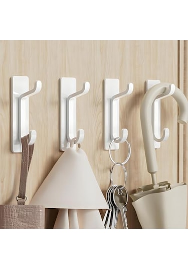 Mufunye 4 Adet Delmezsiz Güçlü Çelik Kanca: Otomatik Yapışkan, Yüksek-düşük Konfigürasyonlu, Havlu Ve Giysi Asıcı Beyaz