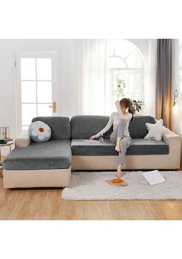 Lacivert Kalın Kadife Kanepe Örtüsü Düz Renk Kanepe Minder Örtüsü Elastik Slipcover Her Kanepe Örtüsü Yemek Koltuk Örtüsü 56980649