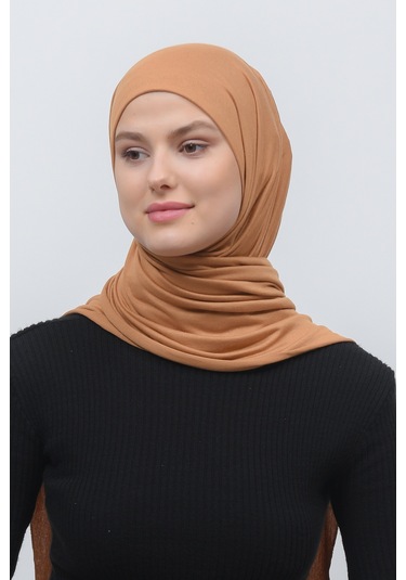Altobeh Tesettür Kadın Düz Renk Penye Şal Hijab - Taba