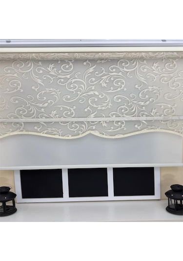 Storburada Çift Mekanizmalı Bej Tül Ekru Stor Perde Stb-133 Bej