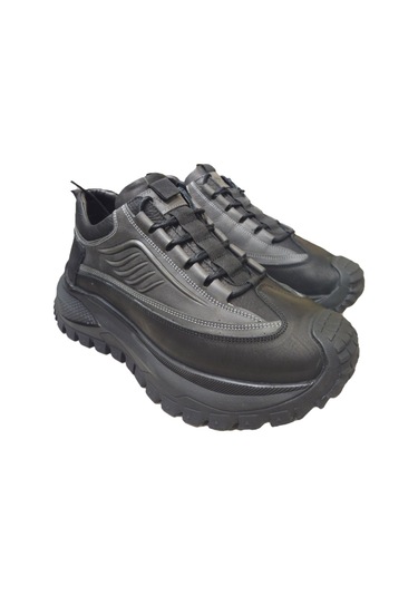 Voyager Lastik Bağlı Kanat Baskı Model Kısa Boğazlı Erkek Bot M434 Siyah Gri