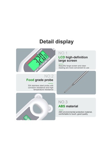 Yaozixa Habotest Ht690 Beyaz Akıllı Gıda Sıcaklık Ölçer, Pişirme Ve Mangal İçin Hızlı Okuma, -50 C/+300 C Aralığı, Cr2032 Pil Pil İle Gönderilmez