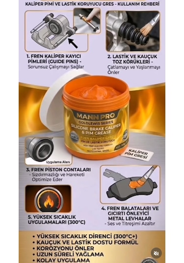 Mann Pro Mann Nano Teknoloji Fren Kaliper Pimi Gresi 100 G