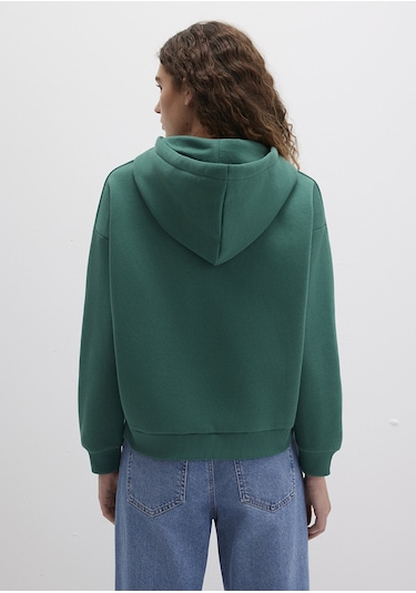 Mavi - Mavi Logo Baskılı Yeşil Kapüşonlu Sweatshirt 168334-71874 Yeşil